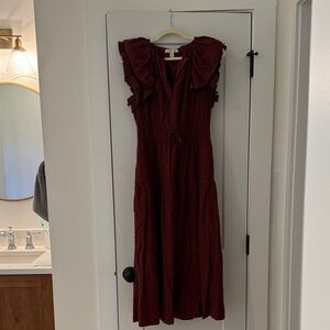 Elegant Burgundy Ruffle Dress